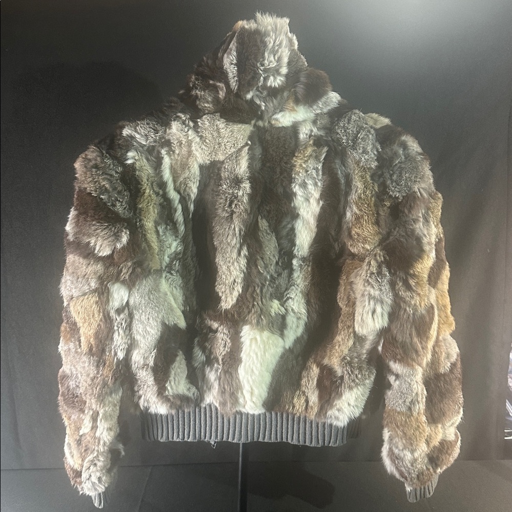 Multicolor Real Rabbit Fur Jacket. - Picture 3 of 10